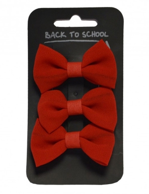 Bow Hair Clips 3pk - Red
